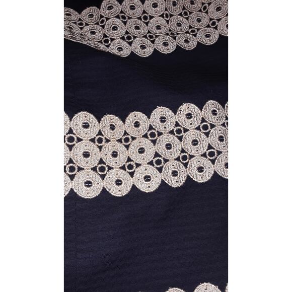 Lilly Pulitzer Sz 2 ANNABELLE Navy & Gold Metallic Applique Shift Dress - Picture 7 of 7